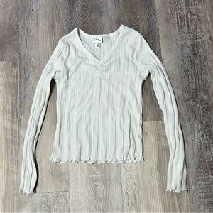 art class Cream Ribbed Long Sleeve Top